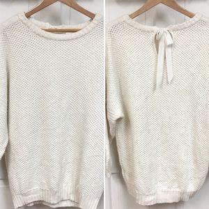 TED BAKER LONDON Women’s sz Large Sweater Wool Blend Back Bow Cream